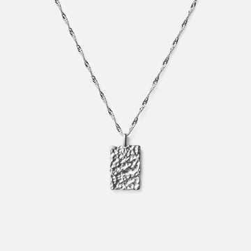 Meteor Square Necklace Silver Colored