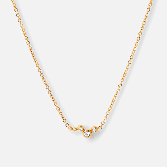 Single Zircon Necklace 18K Gold Plated