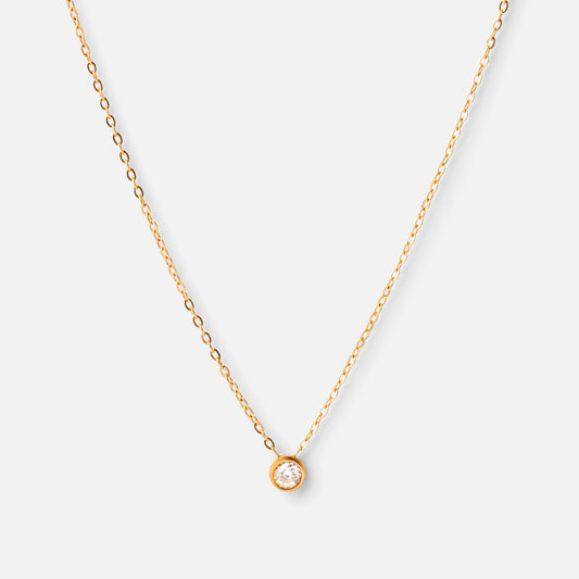 Single Zircon Necklace 18K Gold Plated