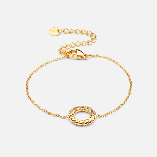 Twisted White Zircon Bracelet 18K Gold Plated