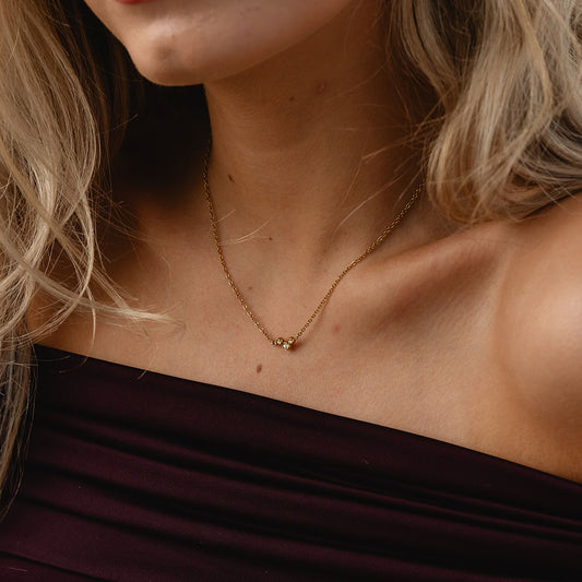 Single Zircon Necklace 18K Gold Plated