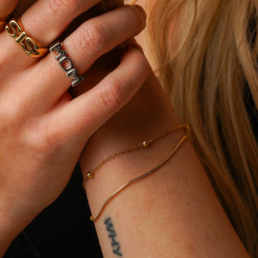 Round Snake Necklace + Bracelets 18K Gold Plated