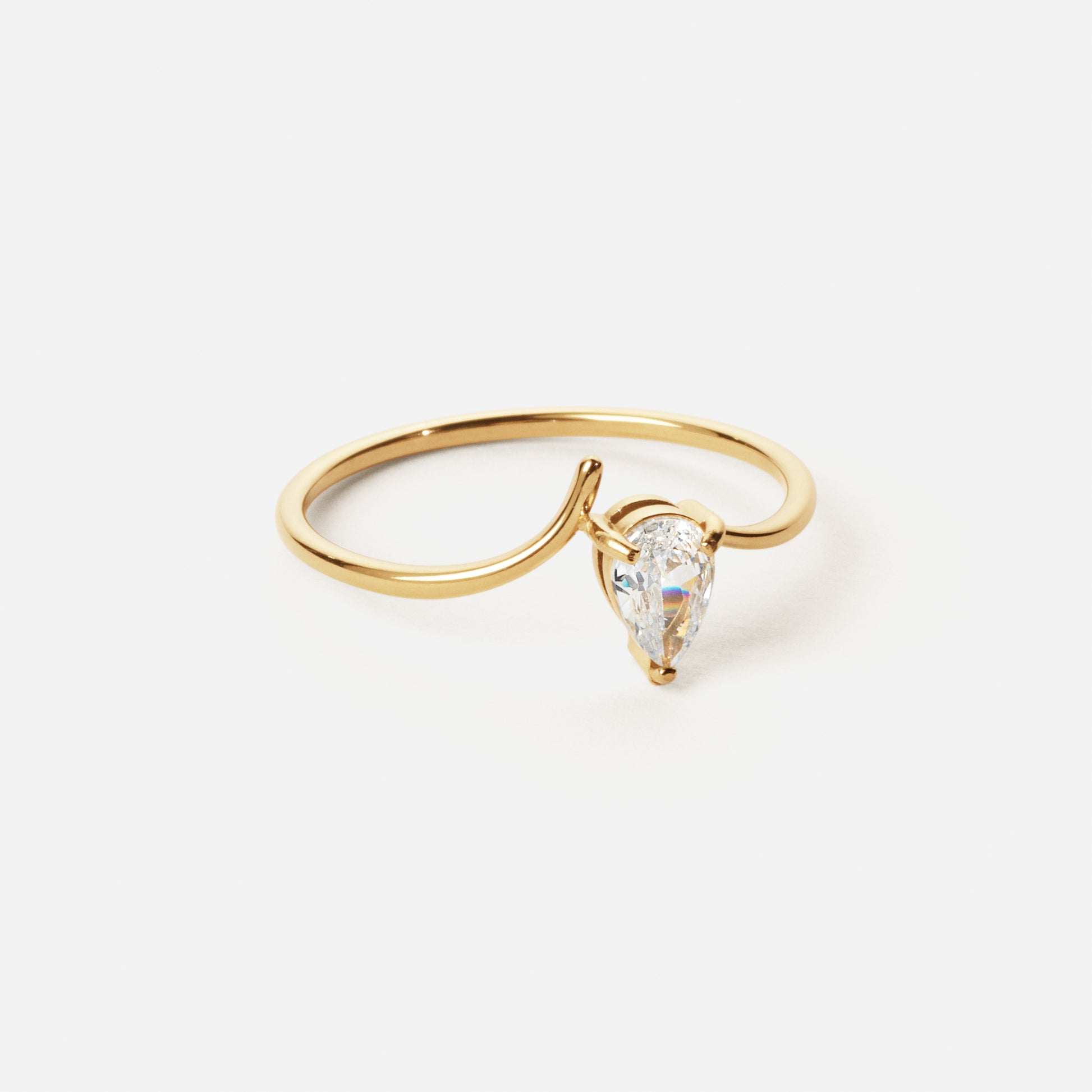 Ice Drop Zircon Ring 18K Gold Plated