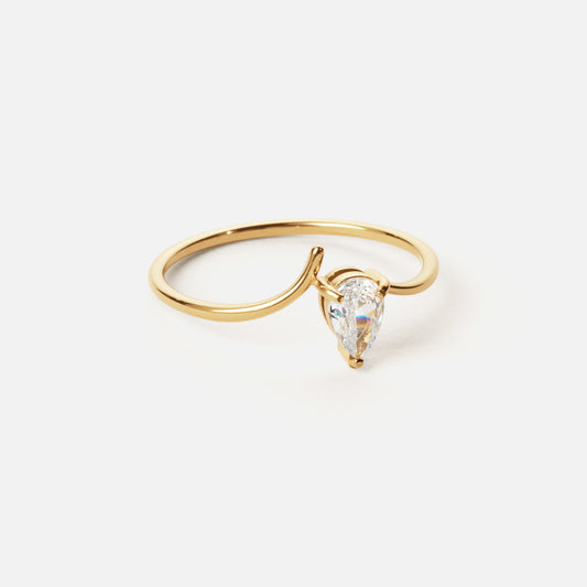 Ice Drop Zircon Ring 18K Gold Plated