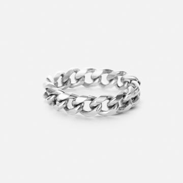 Chunky Panser Facet Ring Silver Colored