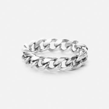 Chunky Panser Facet Ring Silver Colored