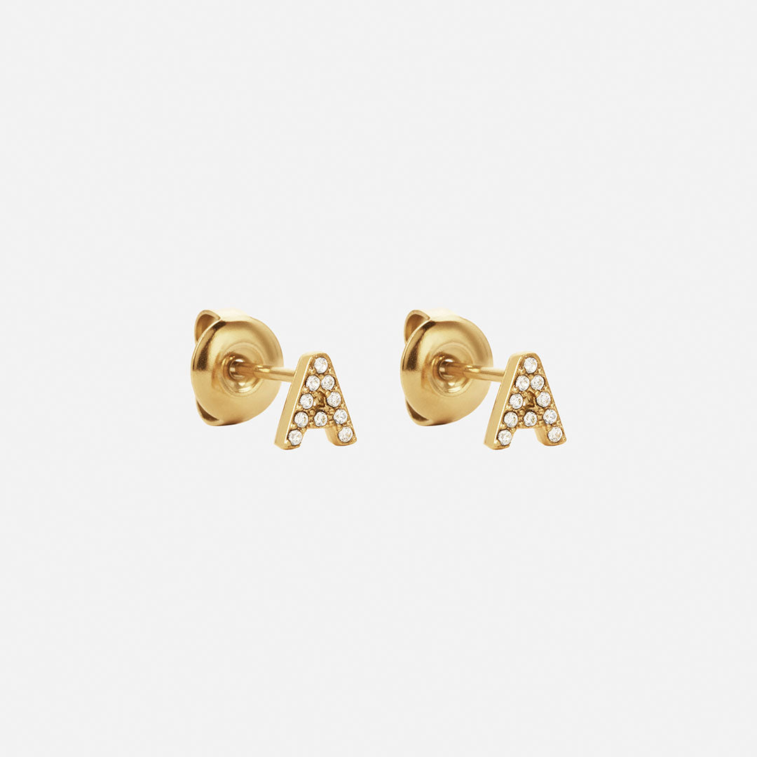Letter Zircon earrings 18K Gold Plated