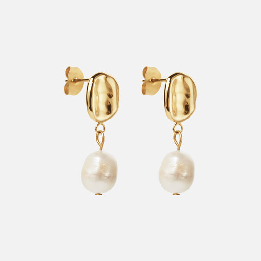 Melted Pearl Drop Earrings 18K Gold Plated