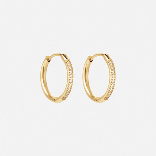 Zircon øreringer 18K Forgylt 16mm