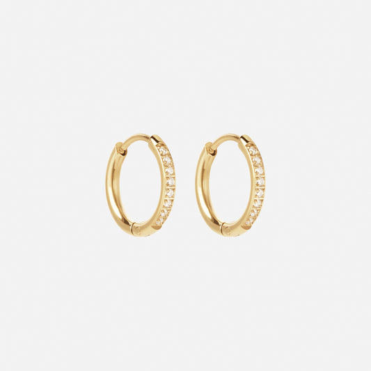 Zircon øreringer 18K Forgylt 14mm