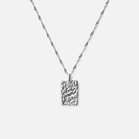 Meteor Square Necklace Silver Colored