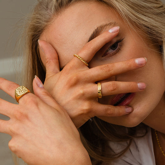 Twisted Rope Ring 18K Gold Plated