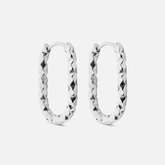 Astra Oval Hoops Earrings Silver Colored