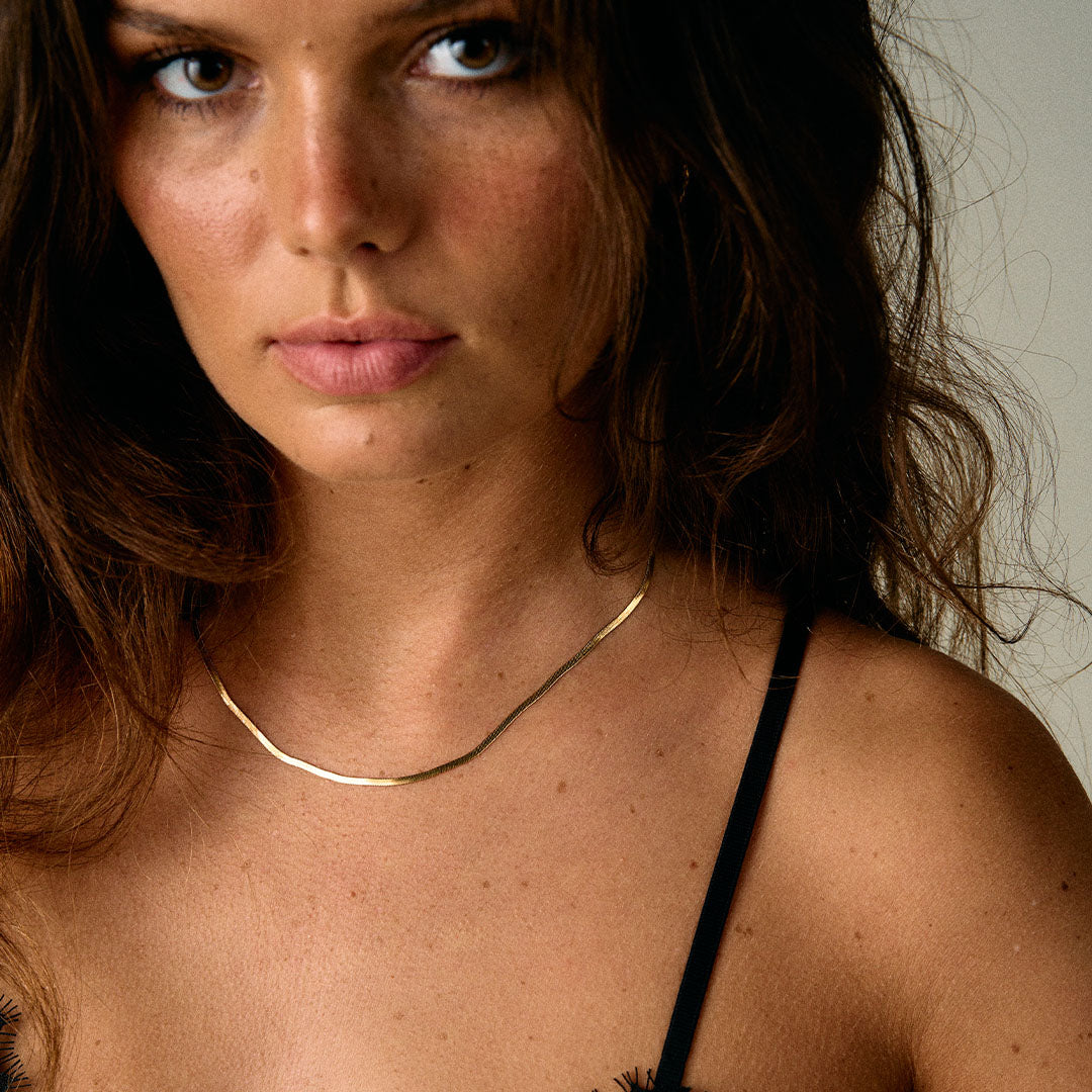 Flat Snake Necklace 18K Gold Plated 2mm