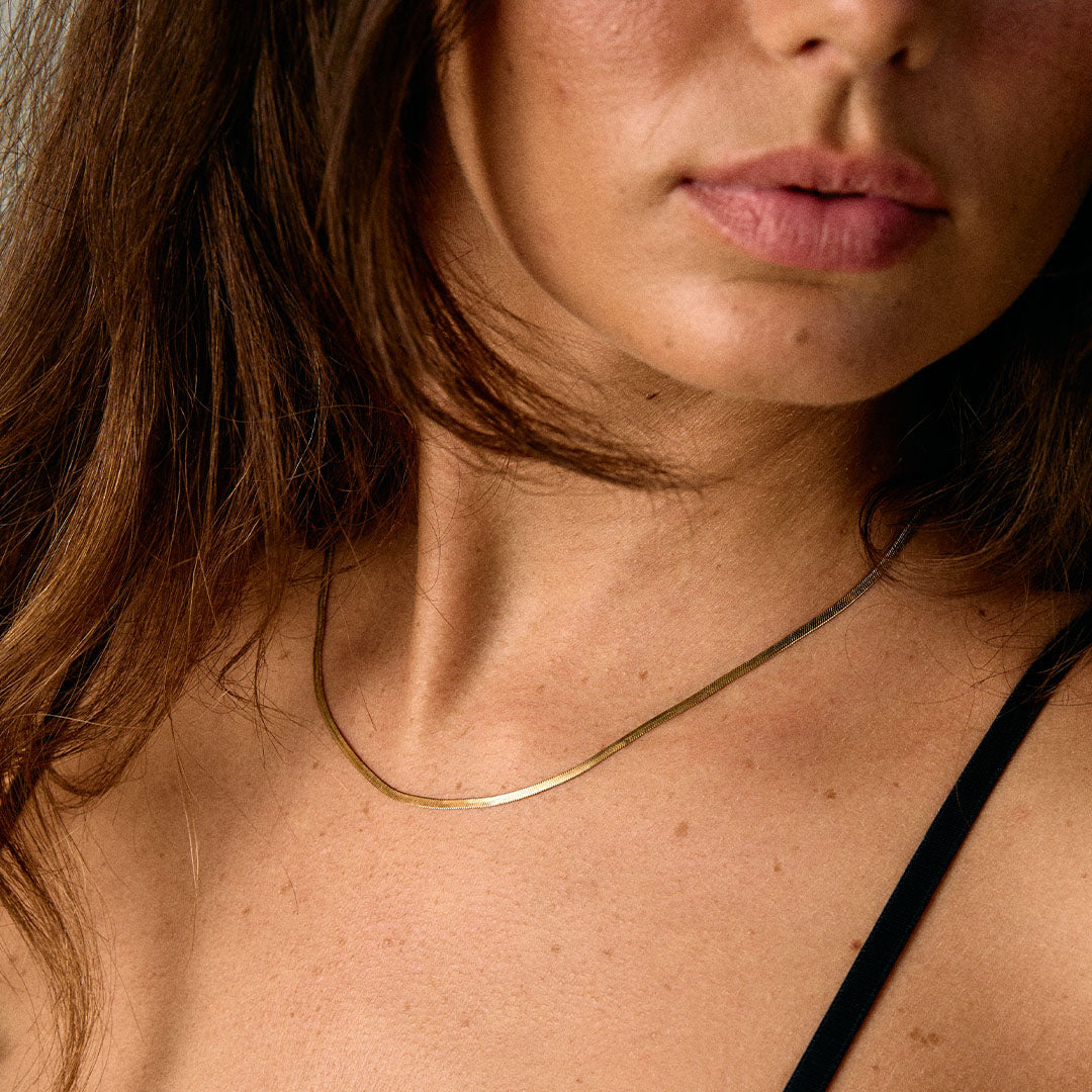 Flat Snake Necklace 18K Gold Plated 2mm
