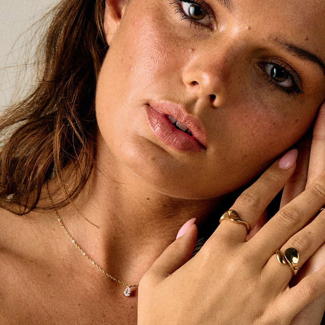Sun Signed Round Ring 18K Gold Plated