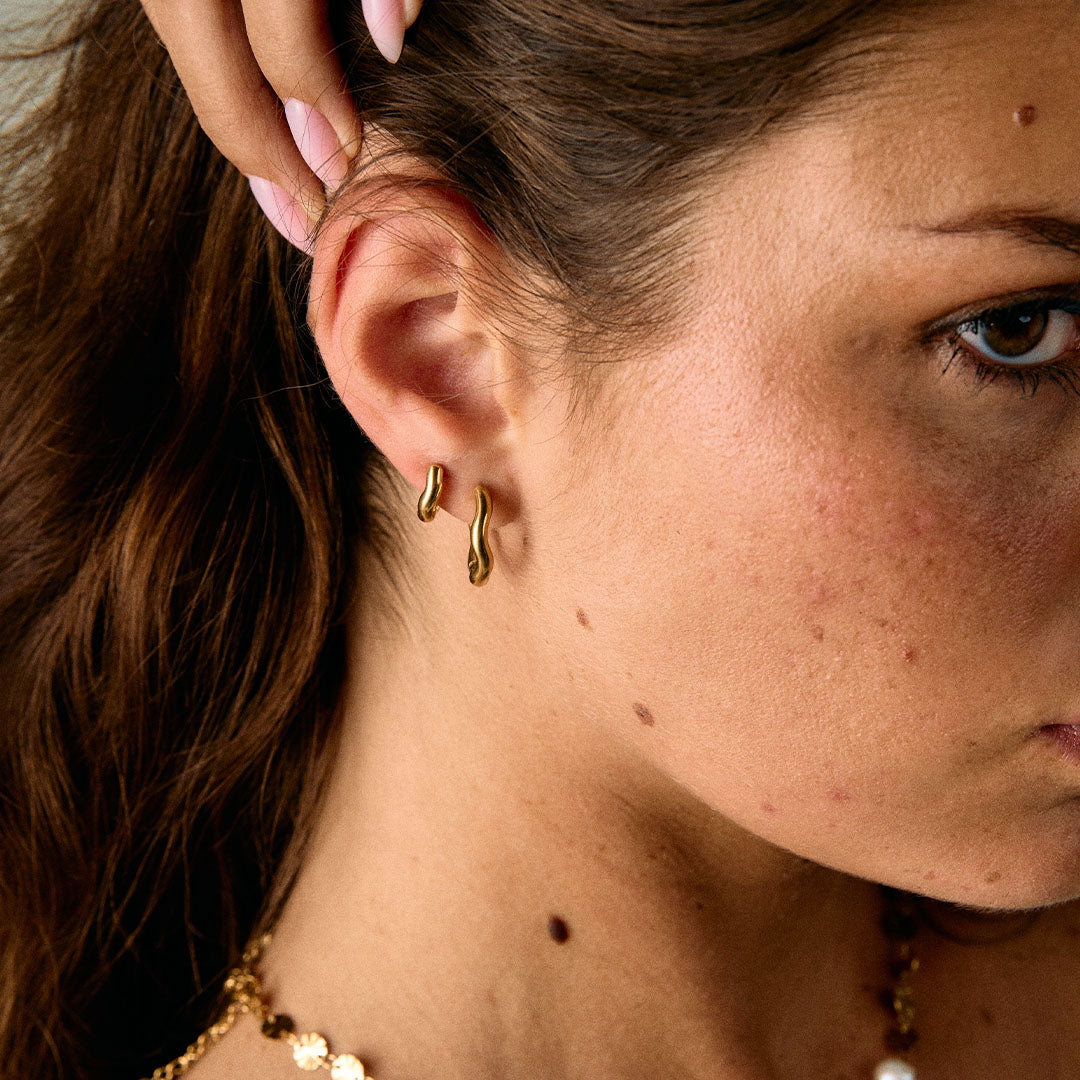 Zircon earrings 18K Gold Plated 14mm