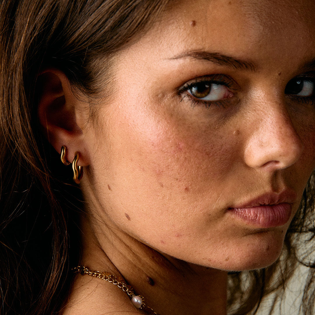 Zircon earrings 18K Gold Plated 14mm