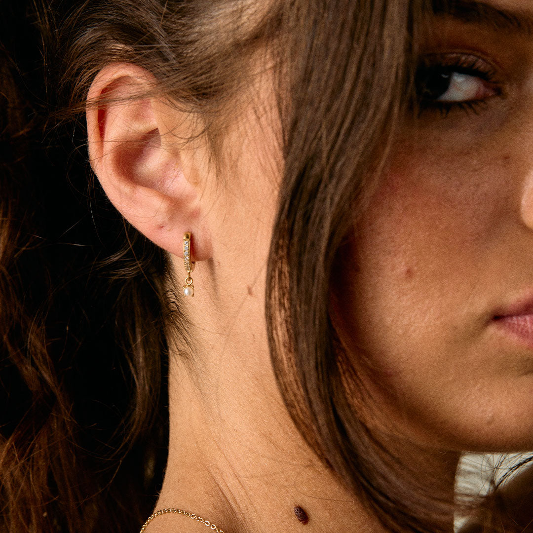 Zircon Drop Earrings 18K Gold Plated