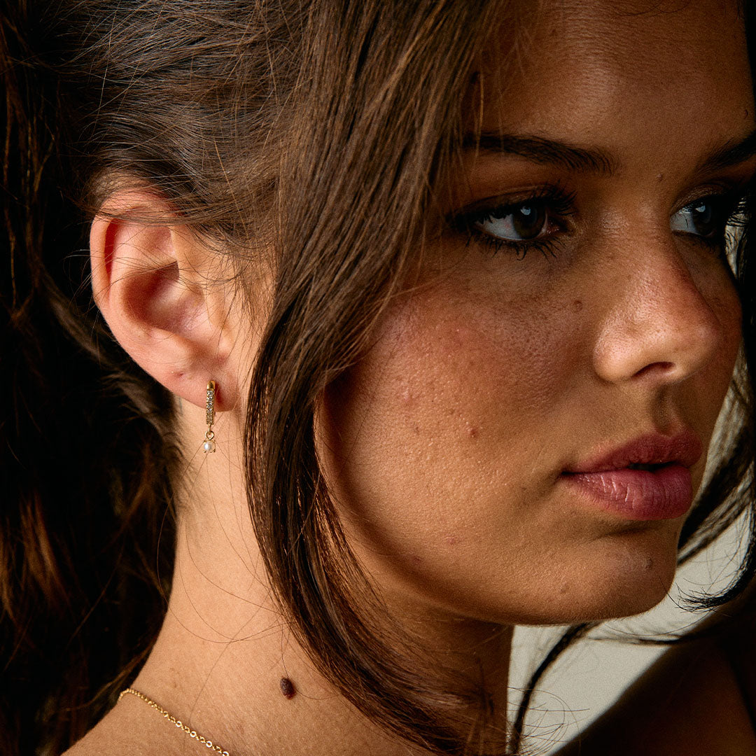 Zircon Drop Earrings 18K Gold Plated