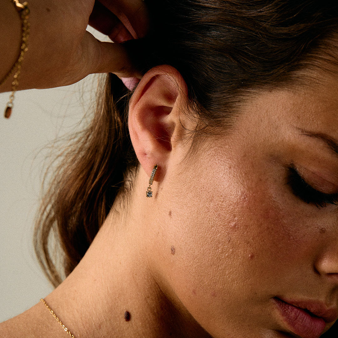 Zircon Drop Earrings 18K Gold Plated