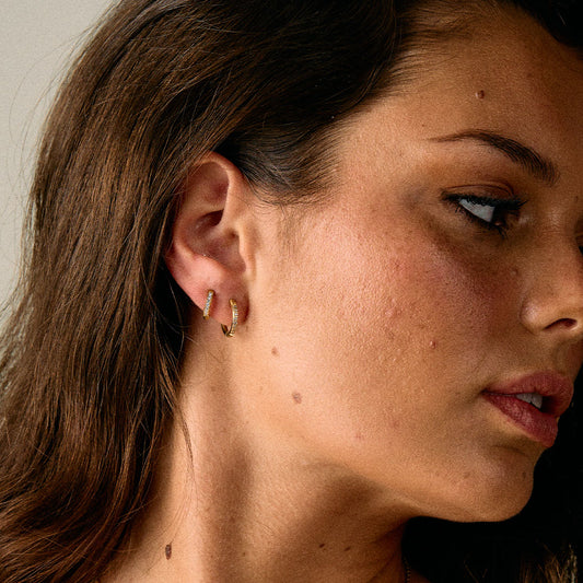 Zircon øreringer 18K Forgylt 14mm