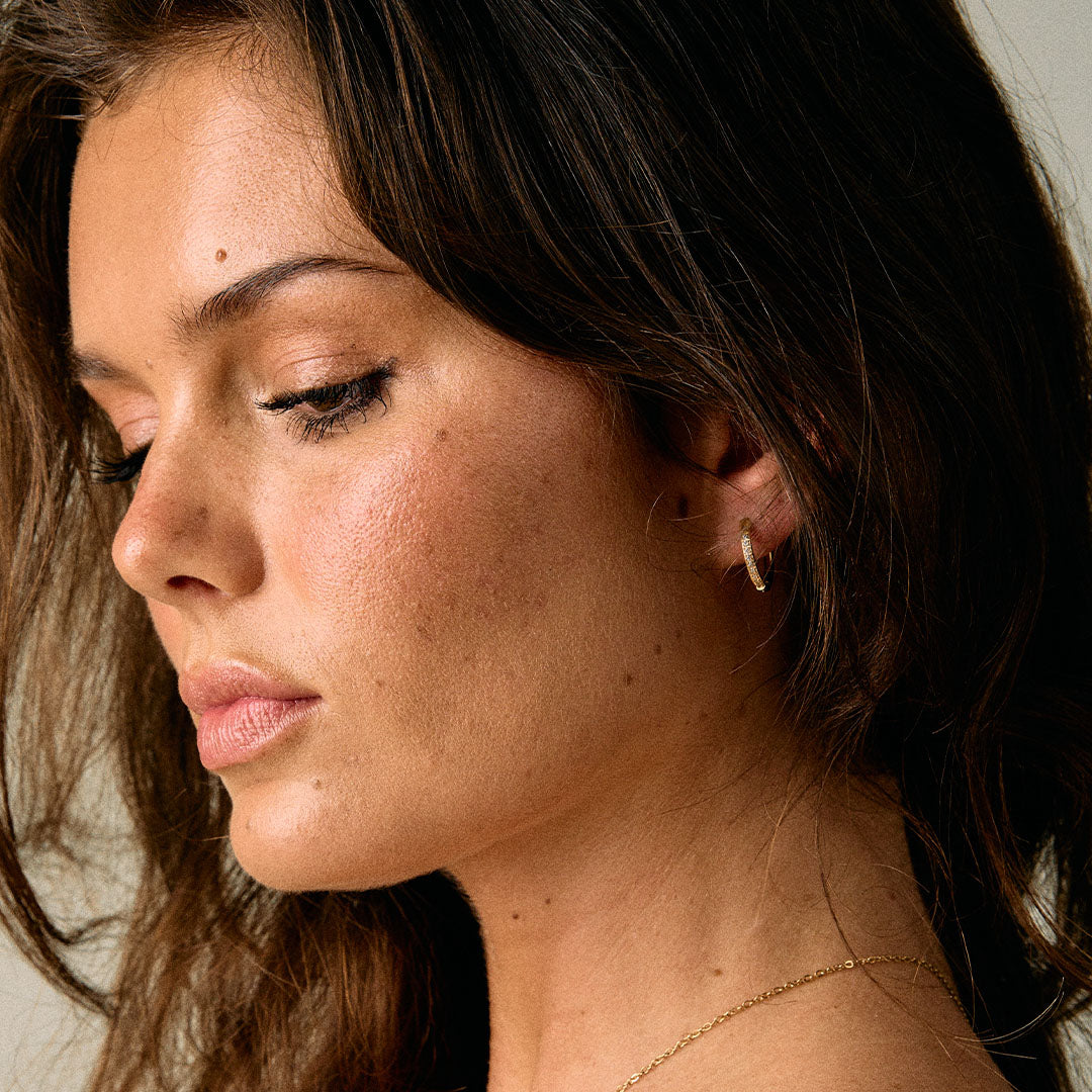 Zircon earrings 18K Gold Plated 14mm