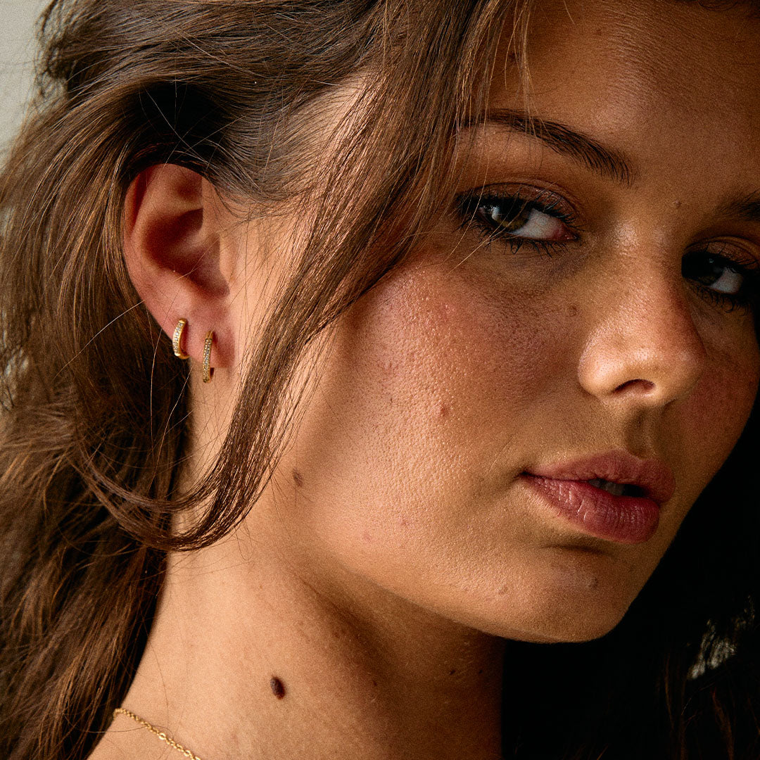 Zircon earrings 18K Gold Plated 14mm
