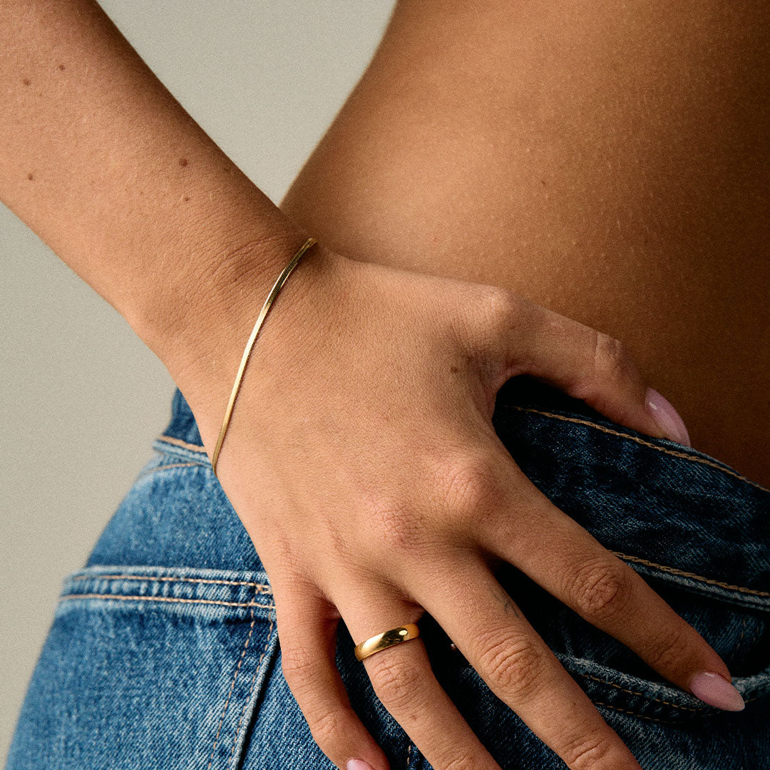 Flat snake bracelet 18K Gold Plated 2mm