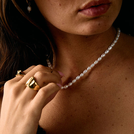 Pearl halskjede ferskvannsperler 18k Forgylt
