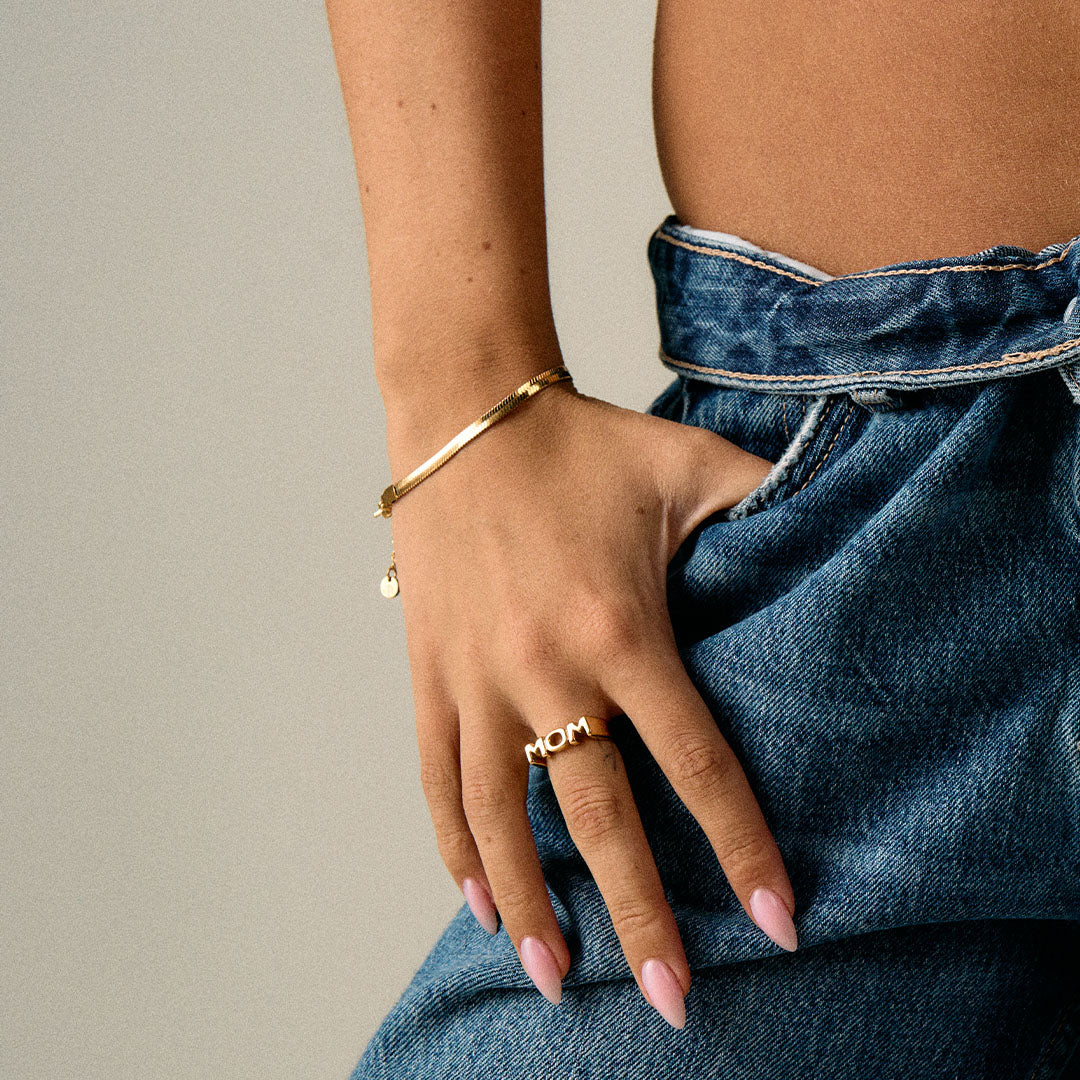 Flat snake bracelet 18K Gold Plated 4mm
