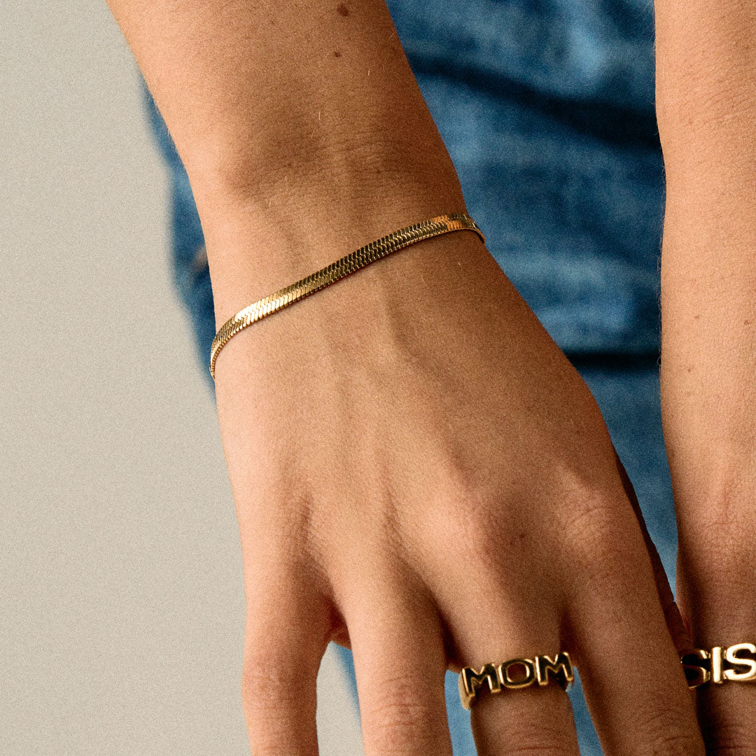 Flat snake bracelet 18K Gold Plated 4mm
