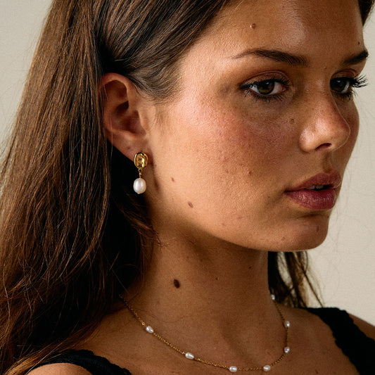 Melted Pearl Drop Earrings 18K Gold Plated