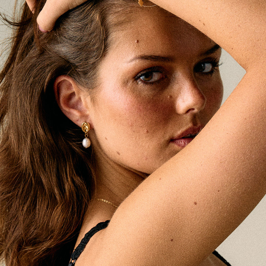 Melted Pearl Drop Earrings 18K Gold Plated