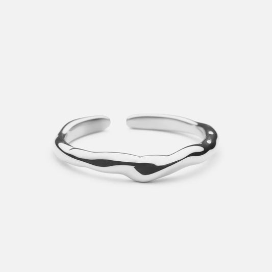 Curve Ring Adjustable Silver Colored