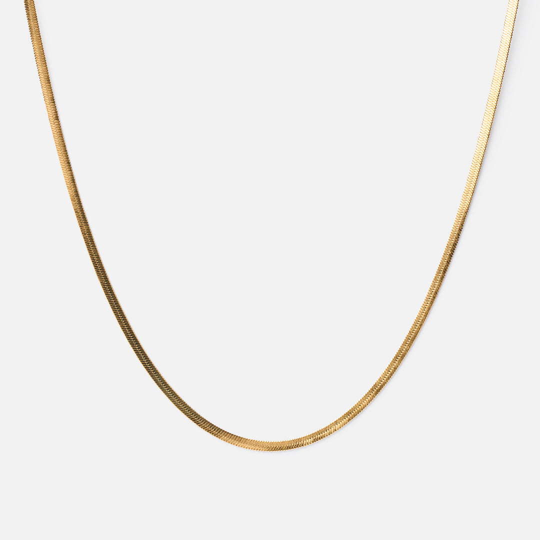 Flat Snake Necklace 18K Gold Plated 2mm