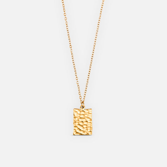 Hammered square necklace 18K Gold Plated