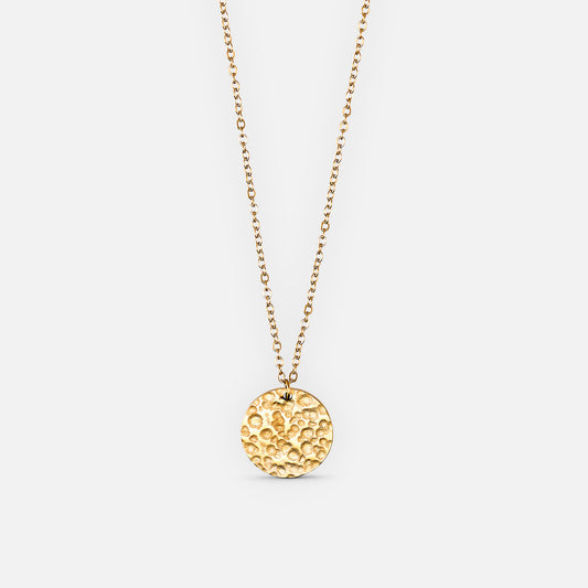 Hammered round necklace 18K Gold Plated