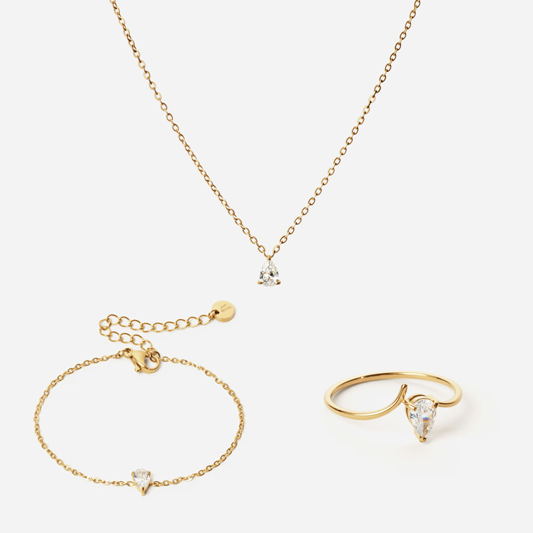 Ice Drop Zircon Ring + Bracelet + Necklace