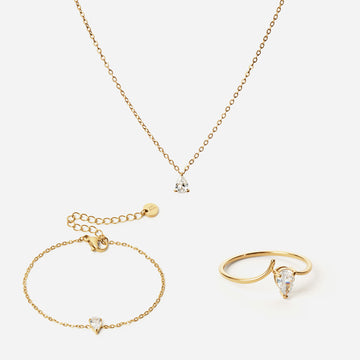 Ice Drop Zircon Ring + Bracelet + Necklace