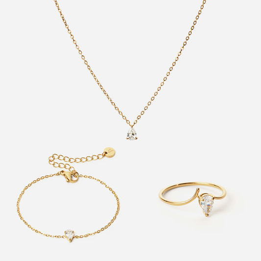 Ice Drop Zircon Ring + Bracelet + Necklace