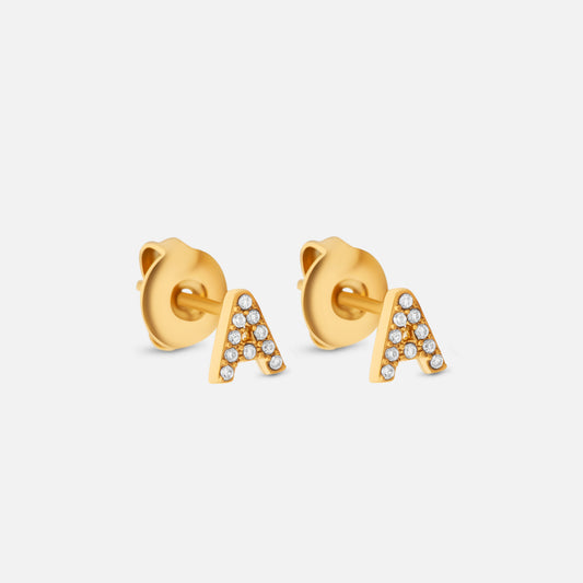 Letter Zircon earrings 18K Gold Plated