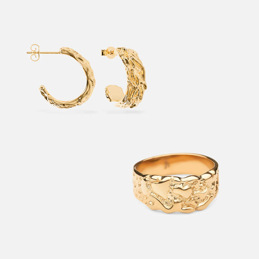 Meteor Earring + Meteor Celestial Ring 18K Gold Plated