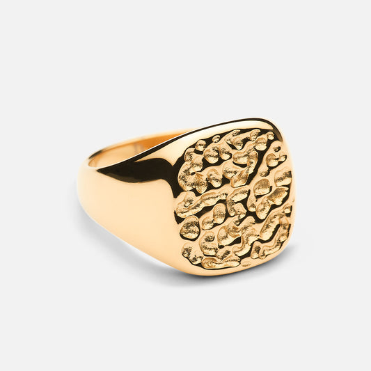 Meteor Square Ring 18K Gold Plated