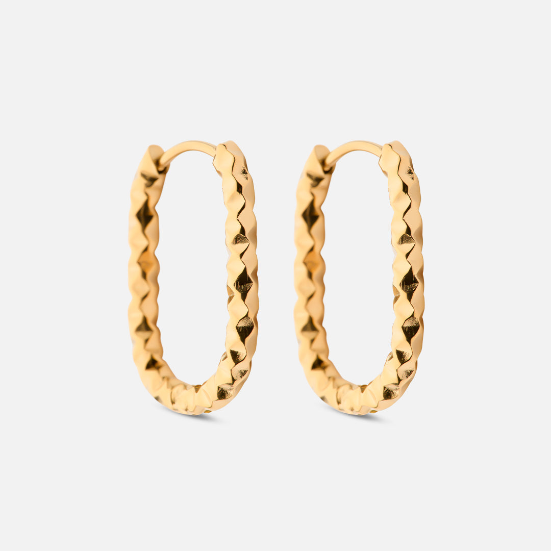 Astra Oval Hoops Earrings 18K Gold Plated