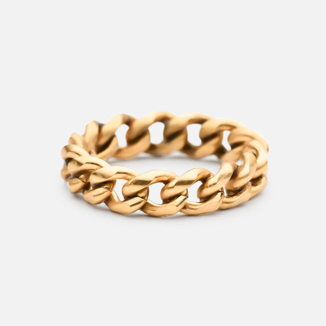 Chunky Panser Facet Ring 18k Forgylt