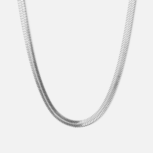 Flat snake necklace Silver Colored 4mm