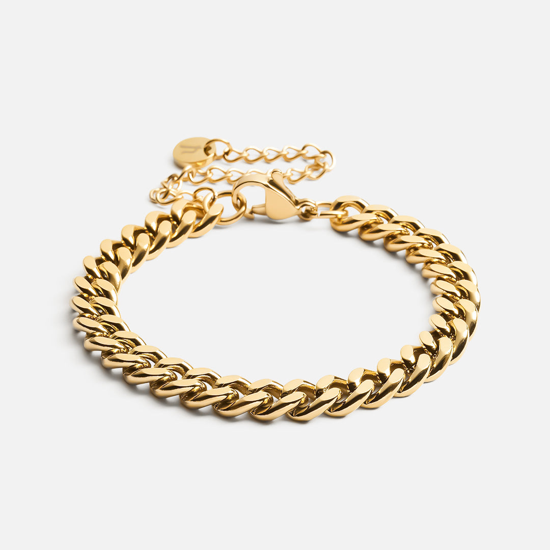 Panser facet armbånd 18k guldbelagt 6mm - Josephine Nord