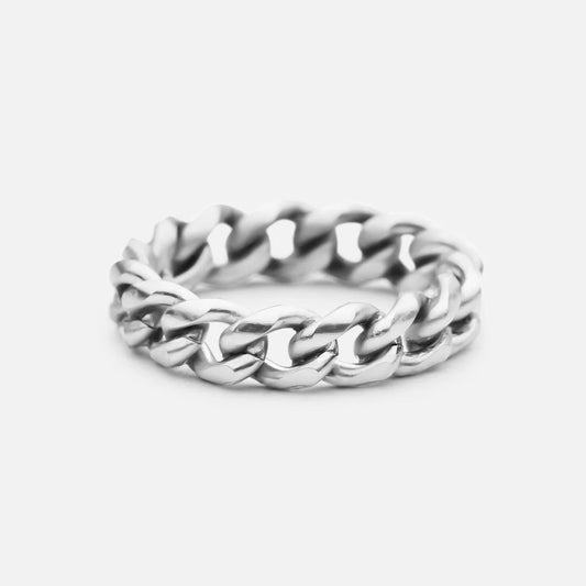 Chunky Panser Facet Ring Silver Farget