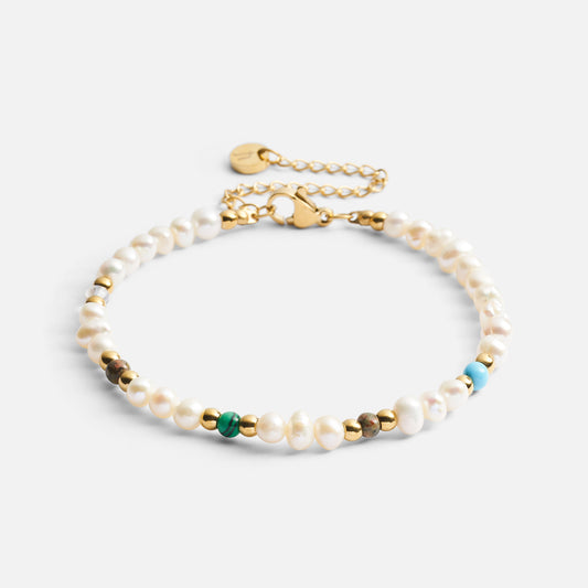 Moonlit Drops Pearl Bracelet 18K Gold Plated